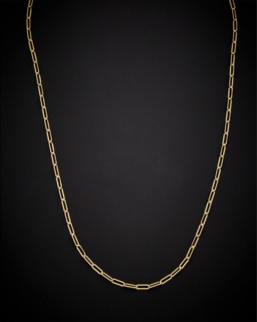 Italian Gold Polished Paperclip Chain Necklace