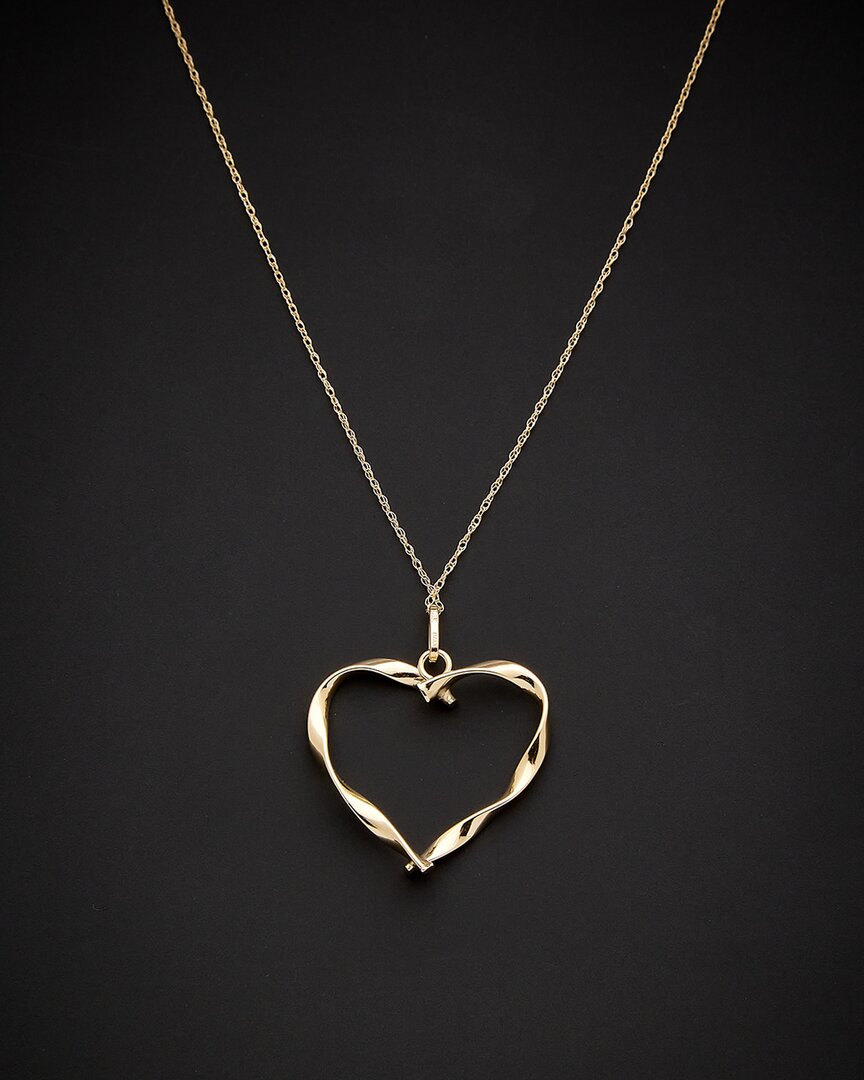 Italian Gold Open Heart Pendant Necklace