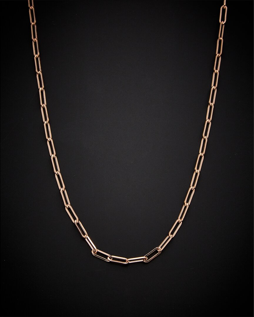 Italian Gold 18k Italian Rose Gold Paperclip Chain Necklace