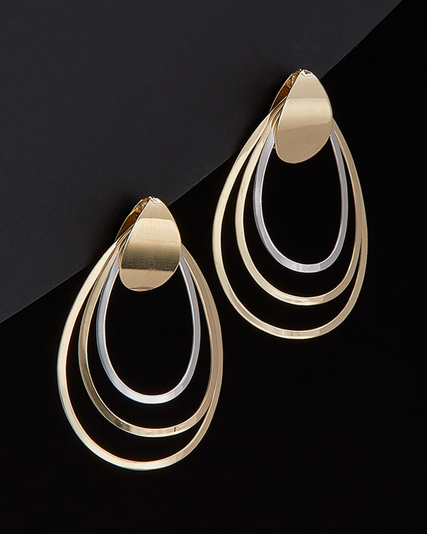 Italian Gold Two-tone Triple Graduated Oval Drop Earrings
