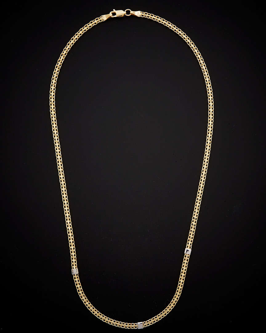 Italian Gold Bismark With White Cube Station Necklace