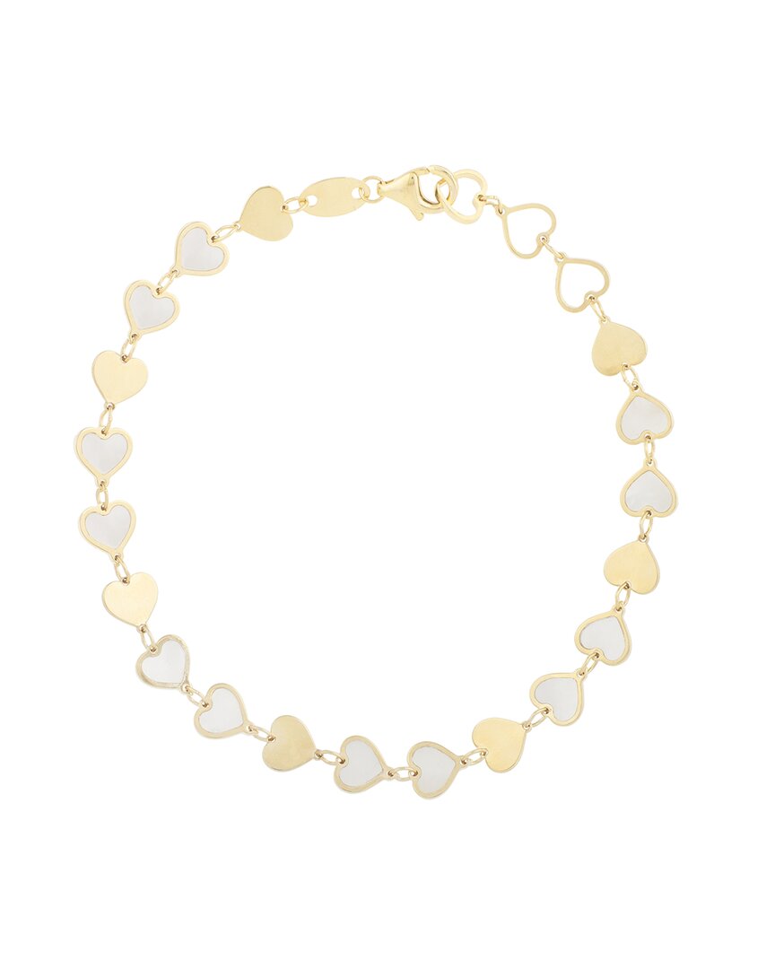 Italian Gold 14k Pearl Heart Bracelet