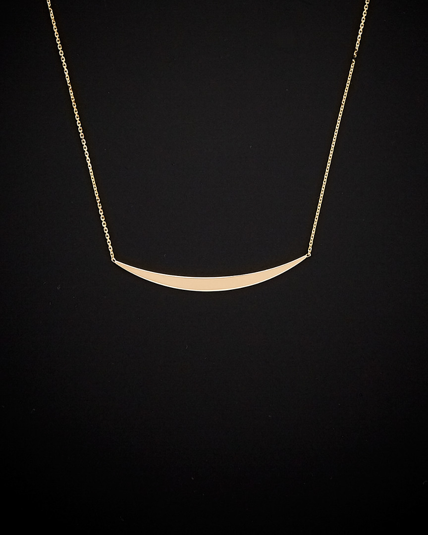 Italian Gold Curved Bar Necklace