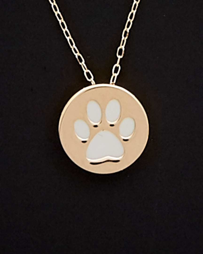 Italian Gold 9mm Mother-of-pearl Paw Print Necklace