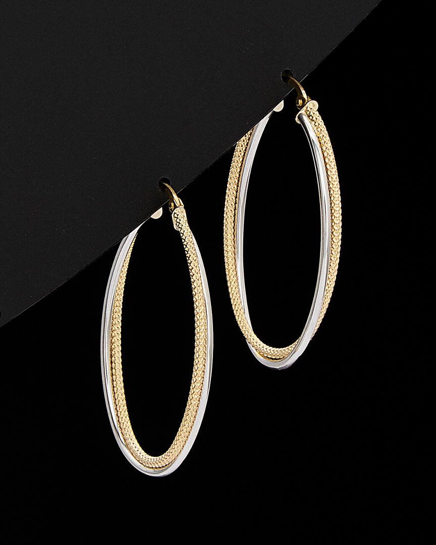 Italian Gold Two Tone Oval Hoop Earrings Modesens 6652