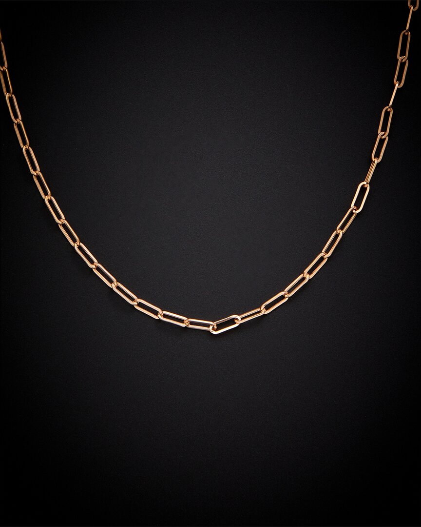 Italian Gold 18k Italian Rose Gold 2.5mm Paperclip Chain Necklace