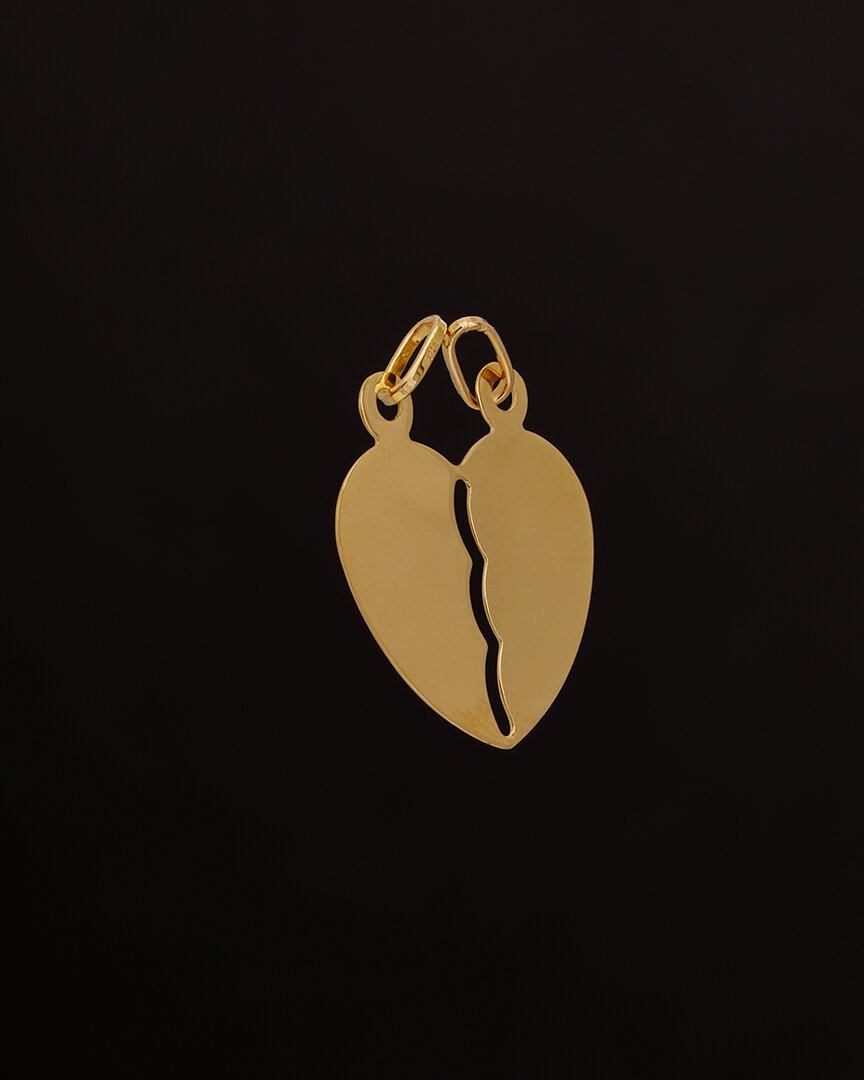 Italian Gold 18k You Complete Me Heart Pendant Necklace
