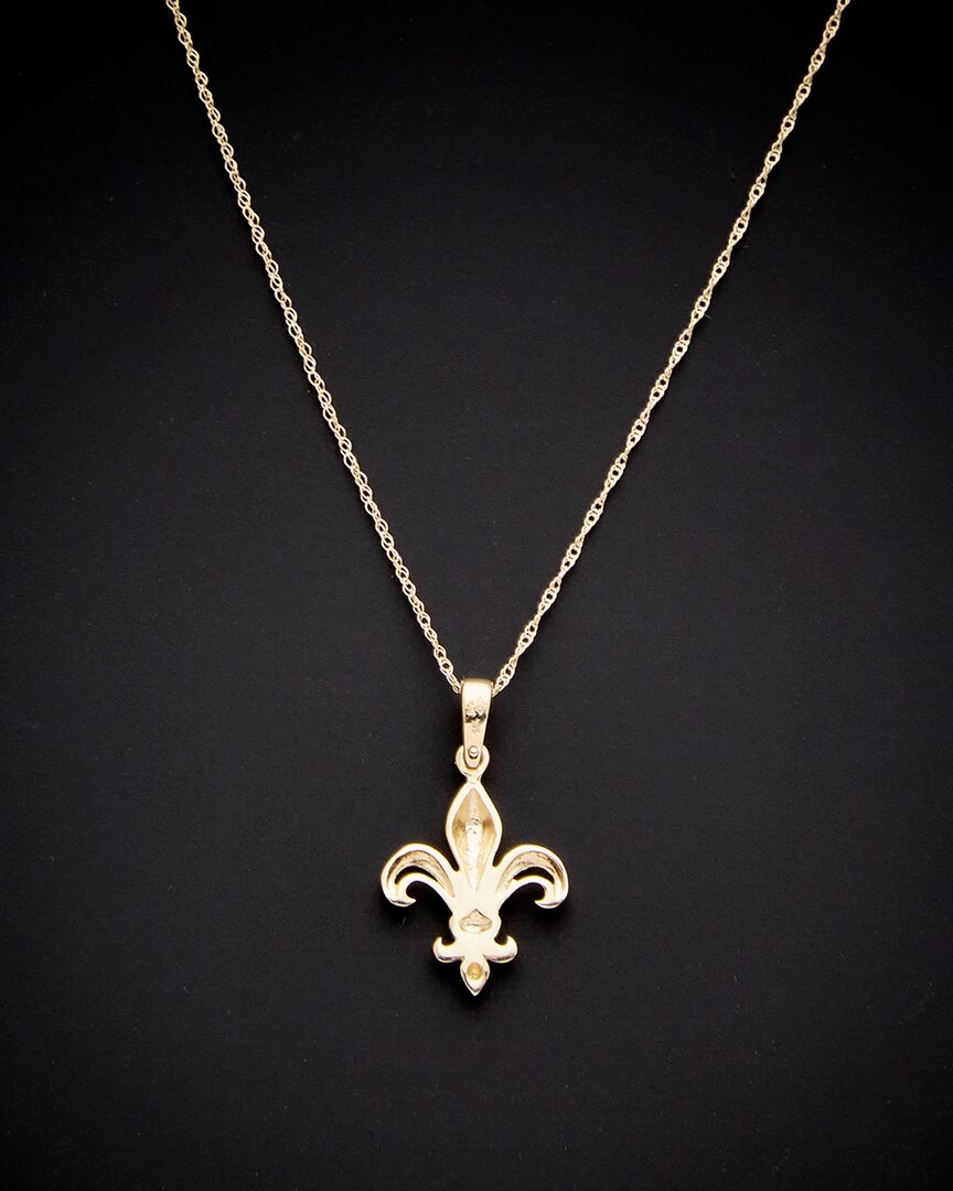 Italian Gold Fleur De Lis Pendant Necklace