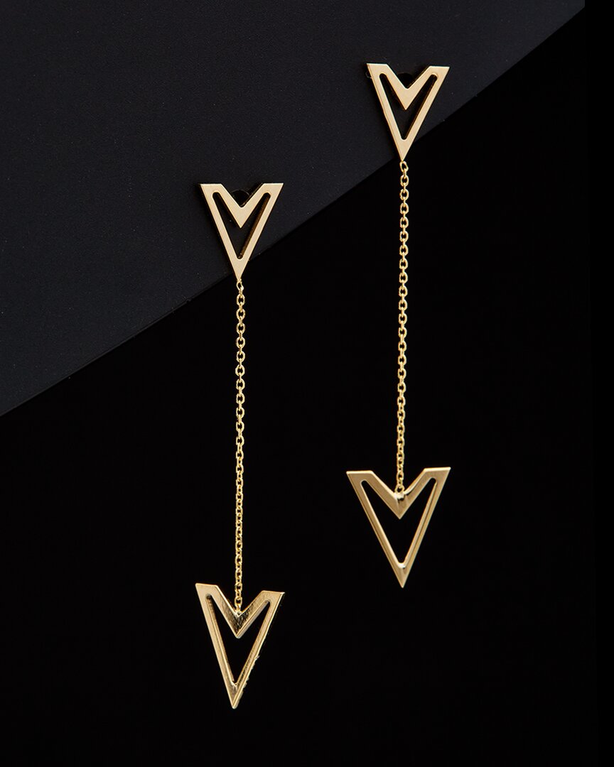 Italian Gold Double V Drop Earrings