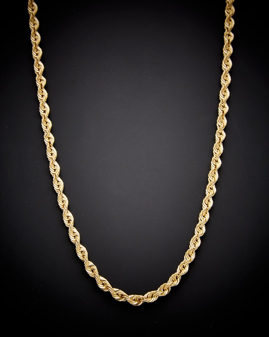 Italian Gold 14k  Hollow Rope Chain Necklace