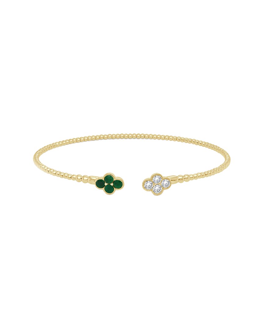 Sabrina Designs 14k 0.66 Ct. Tw. Diamond & Emerald Stackable Cuff Bracelet