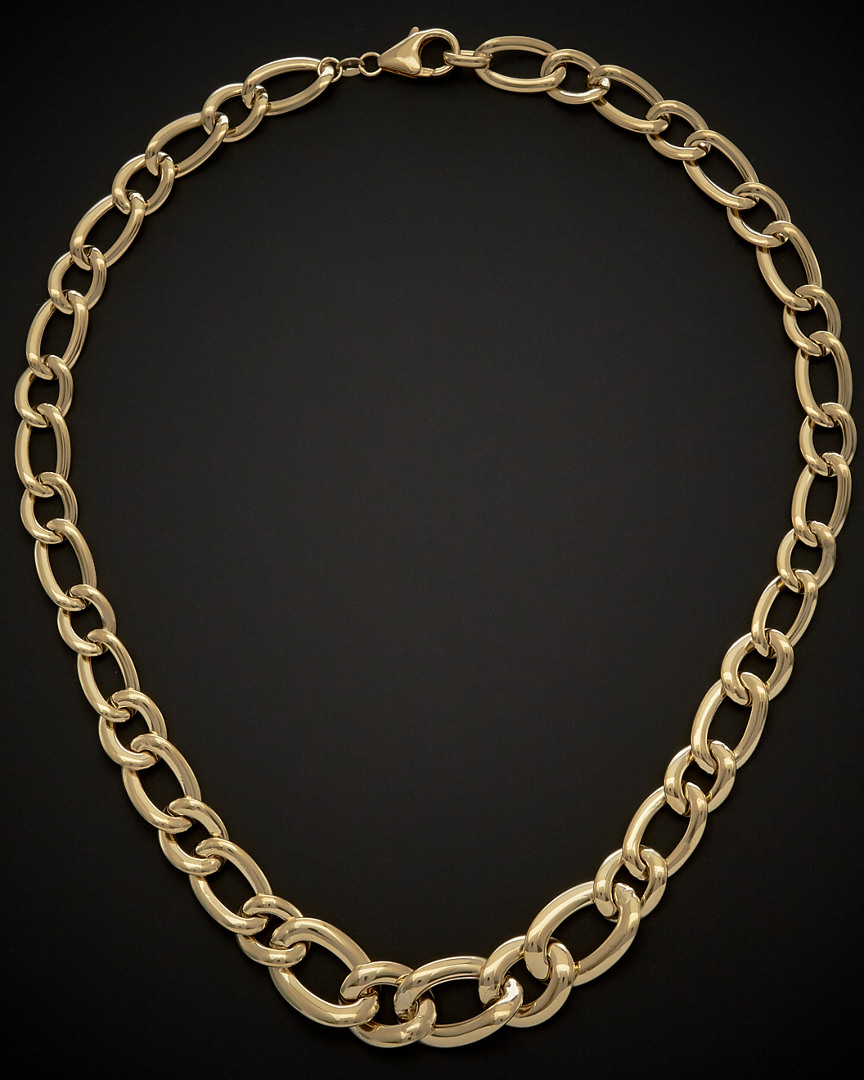Italian Gold Puffed Oval Link Necklace