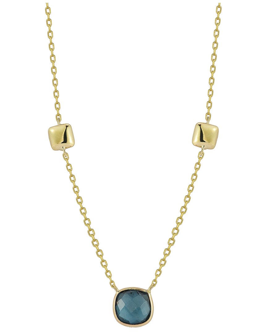 Italian Gold 14k London Blue Topaz Necklace