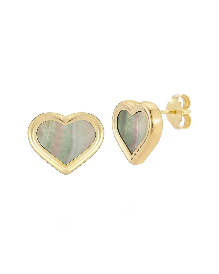 Italian Gold 14k Pearl Heart Studs