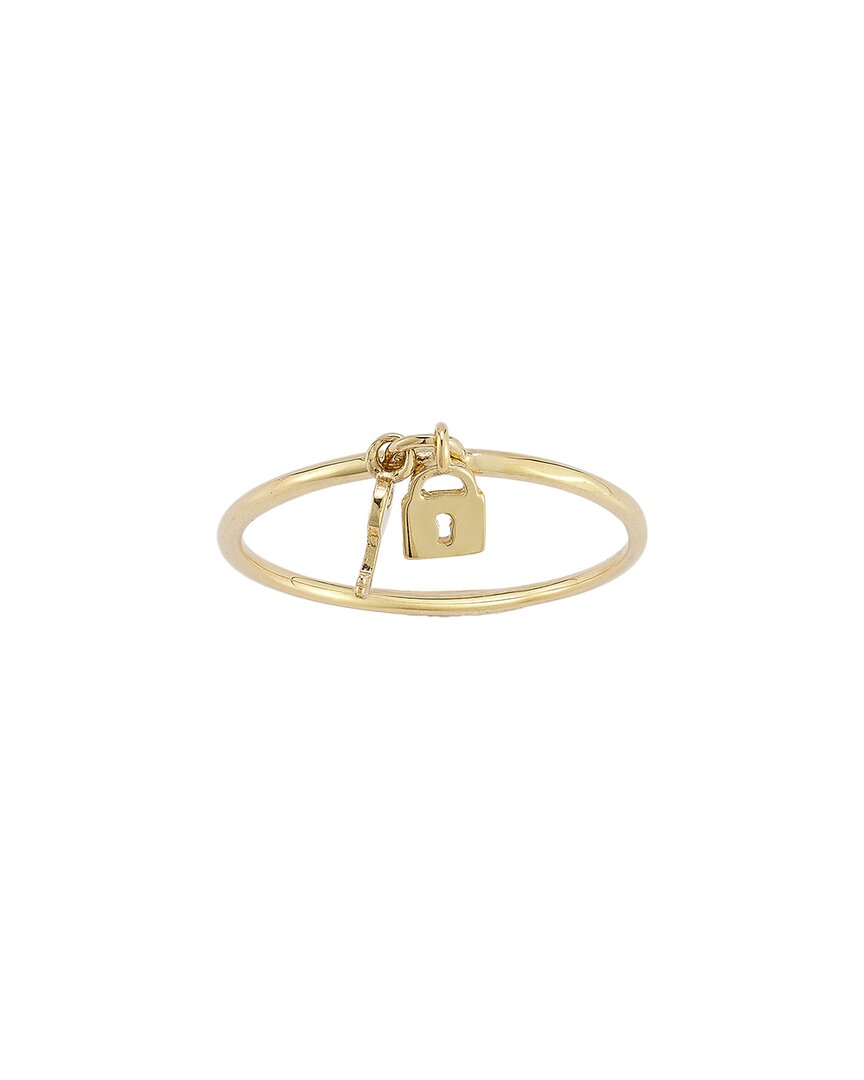 Italian Gold 14k Lock & Key Charm Ring