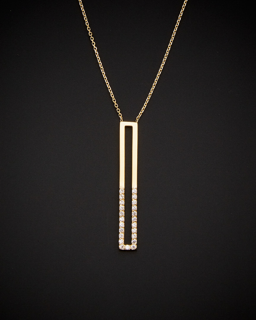 Italian Gold Cz Vertical Bar Necklace