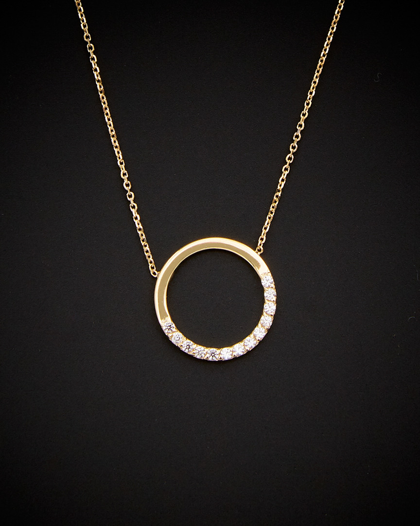 Italian Gold Cz Open Circle Necklace