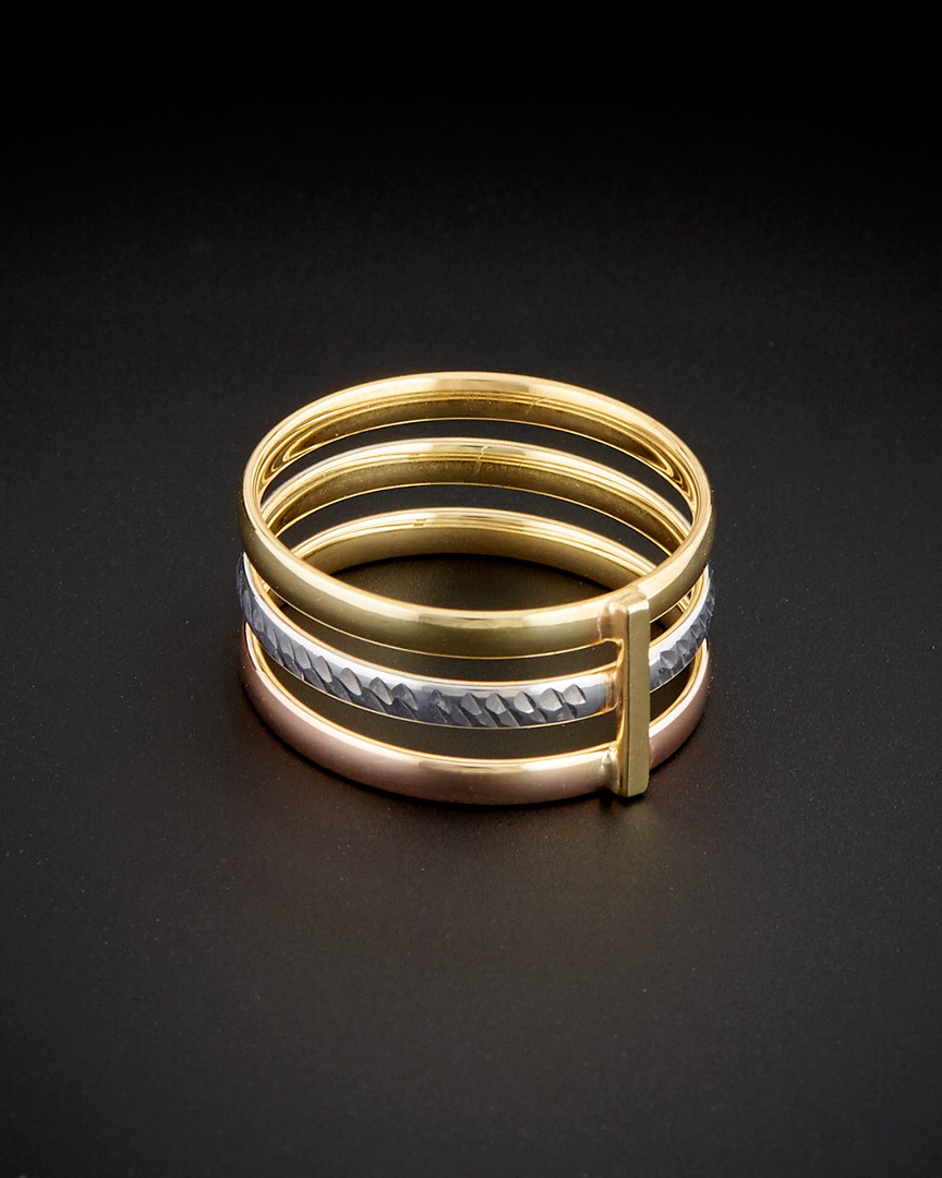 Italian Gold Tri-tone Triple Band Ring
