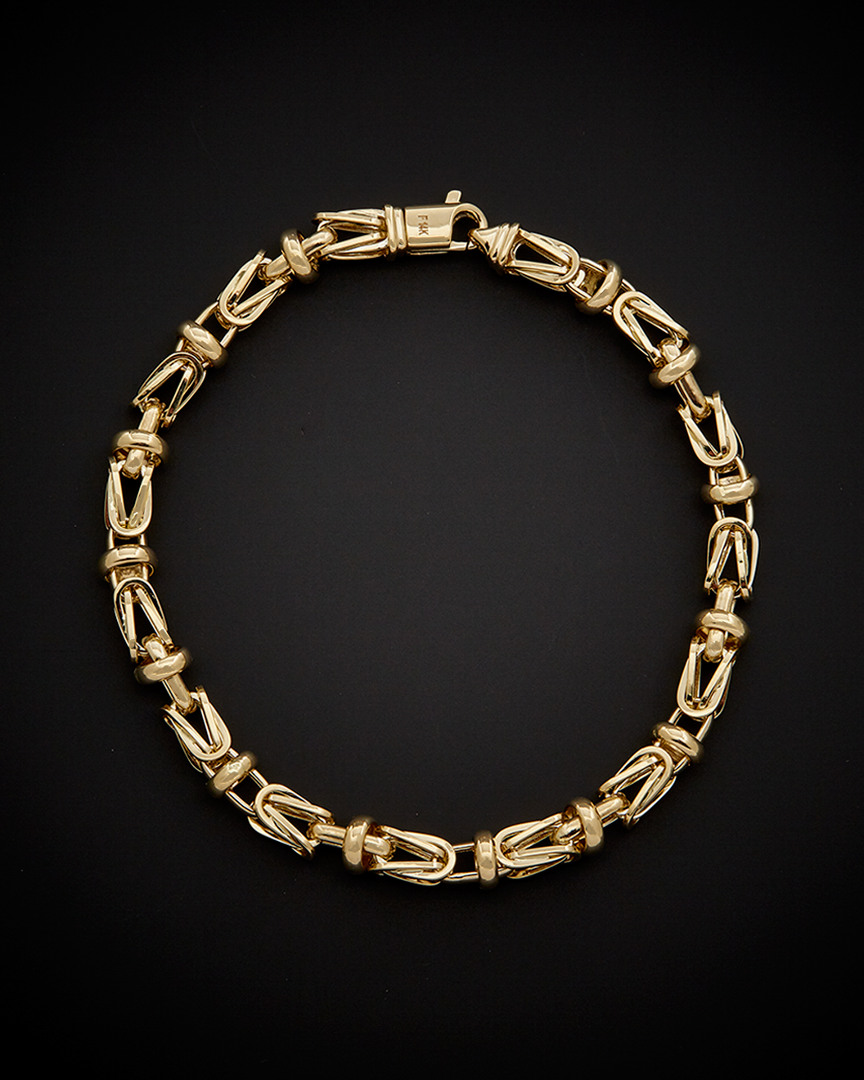 Italian Gold 14k  Men's Fancy Square Byzantine Bracelet