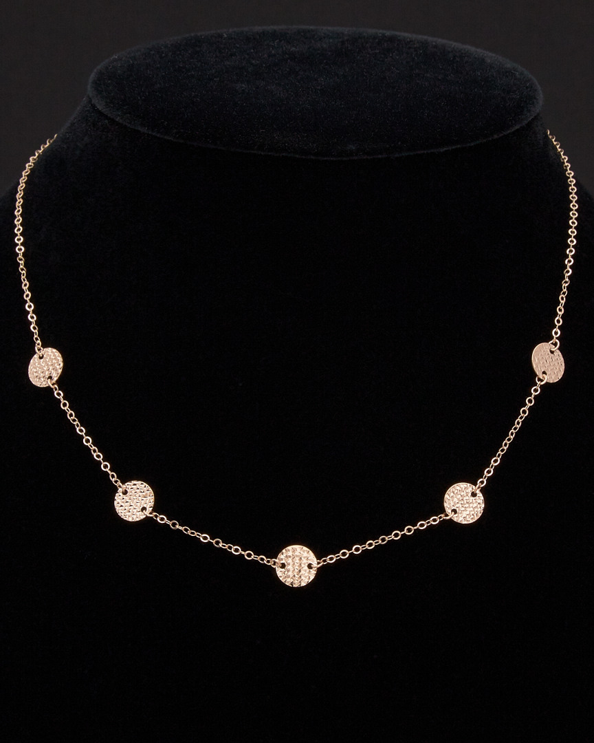 Italian Rose Gold Disc Station Necklace
