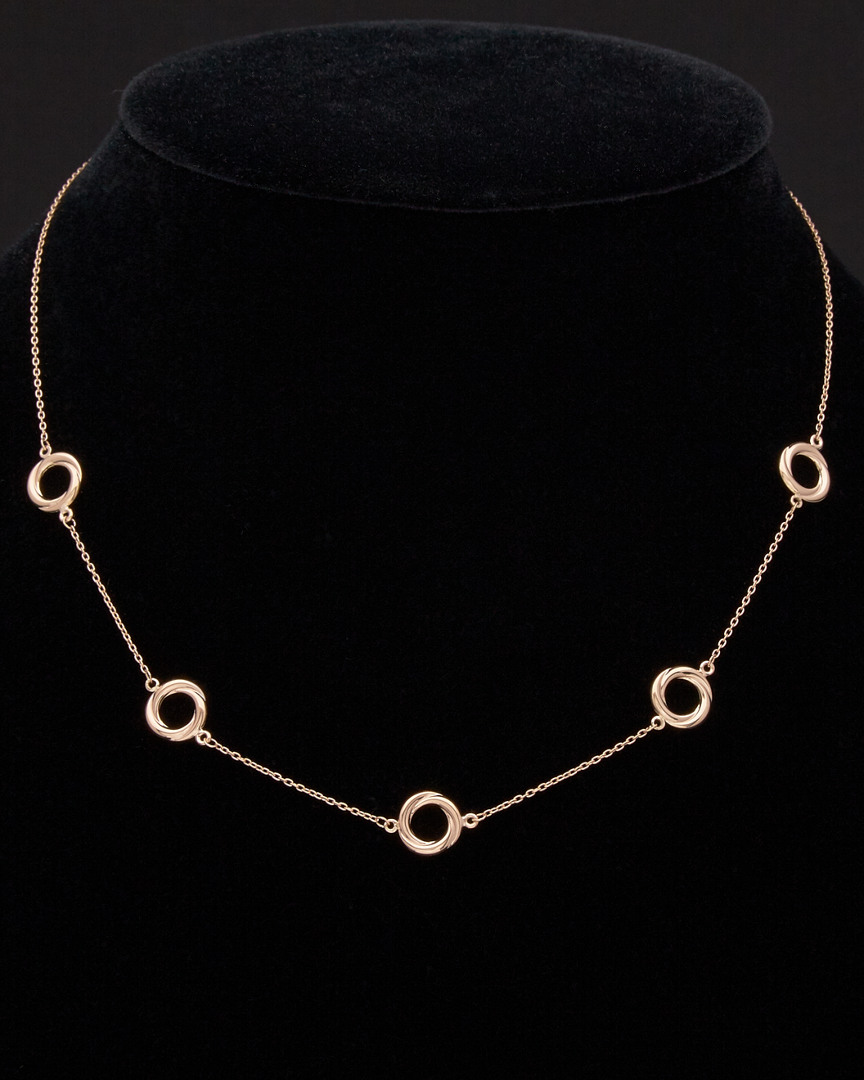 Italian Rose Gold Circle Station Necklace