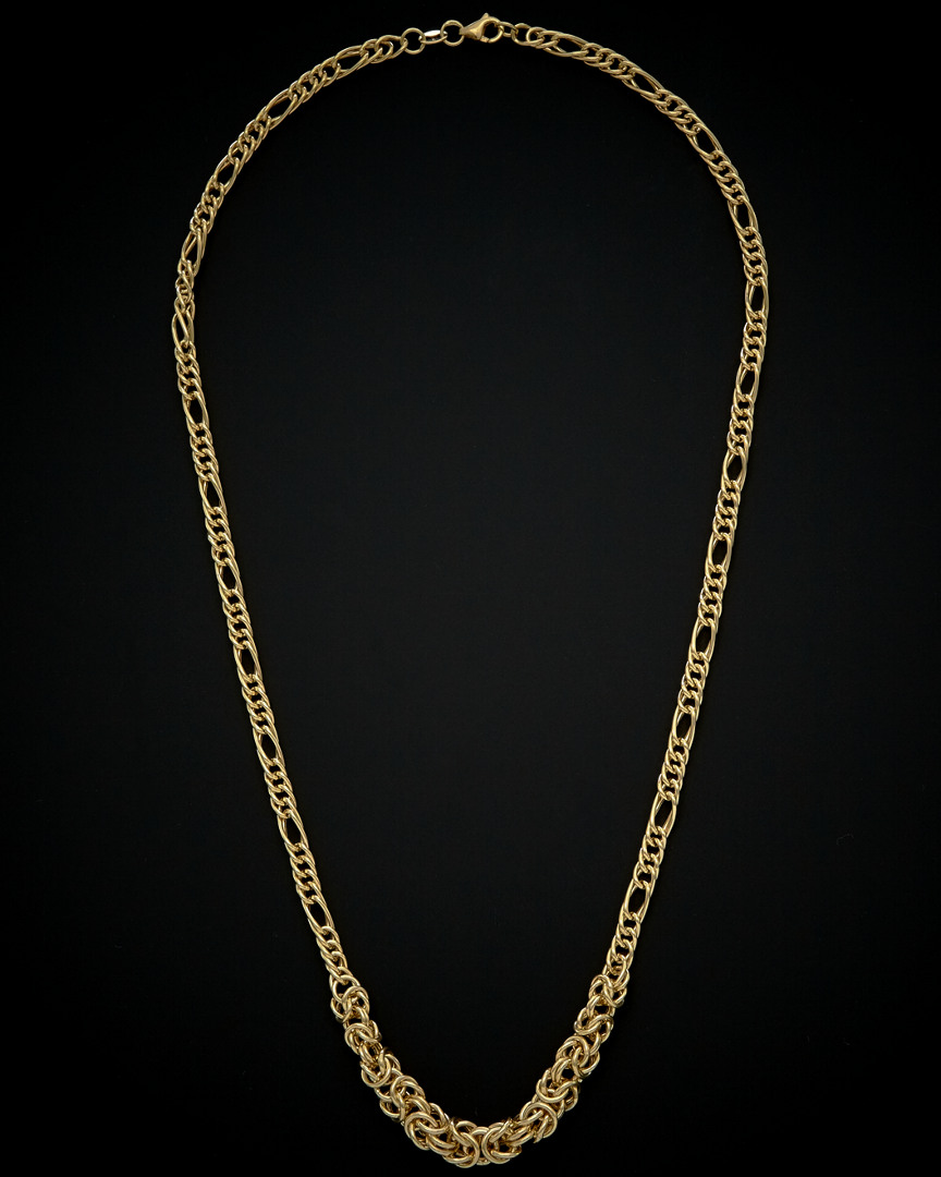 Italian Gold Graduated Byzantine Fancy Figaro Link Necklace