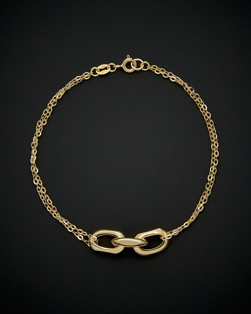 Italian Gold Fancy 3-link Forzatina Double Strand Bracelet