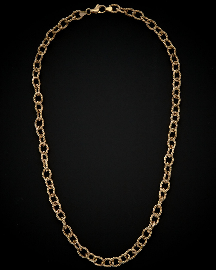 Italian Gold Ribbed Rolo Link Necklace