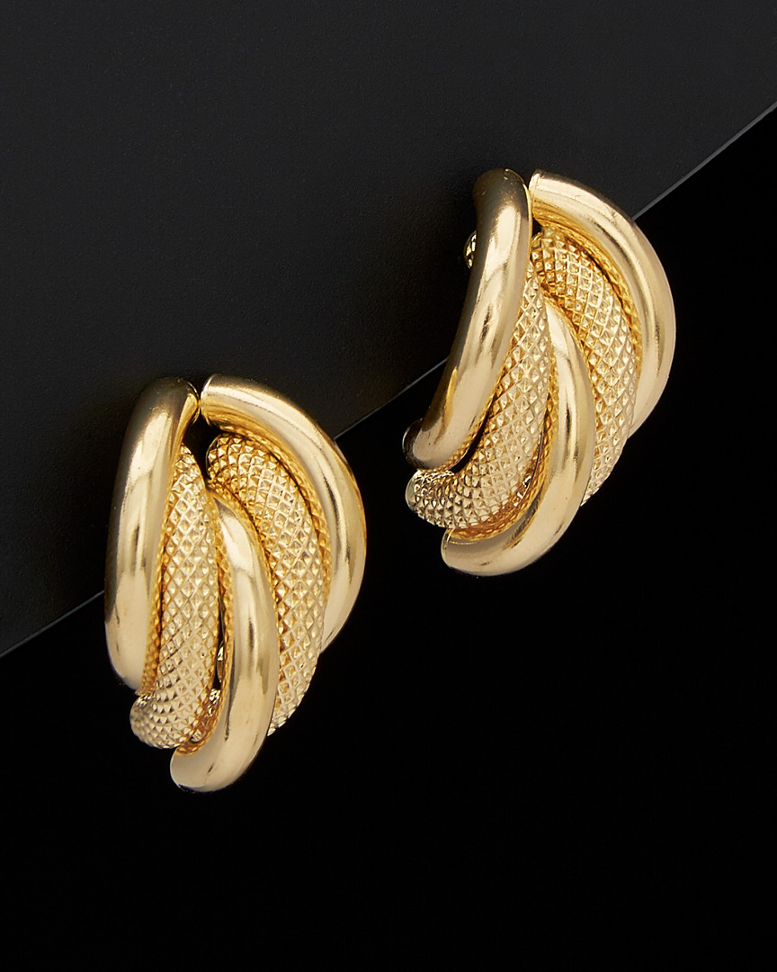 Italian Gold 18k  Fancy Polished & Textured Half Hoop Earrings