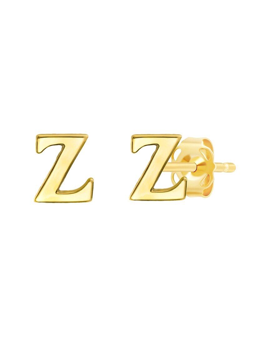 Maxcolor 14k Yellow Gold Petite Letter Initial Stud