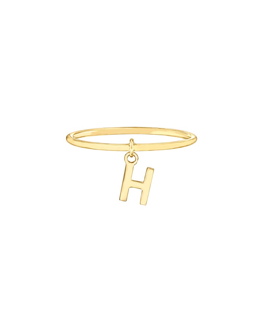 Maxcolor 14kt Yellow Gold H Initial Charm Ring