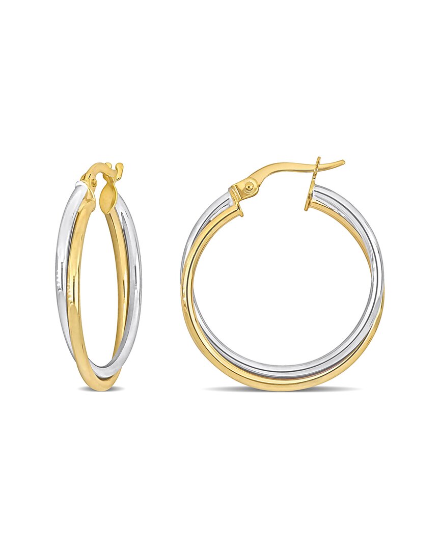 Italian Gold 10k Italian Two-tone Twisted Hoops