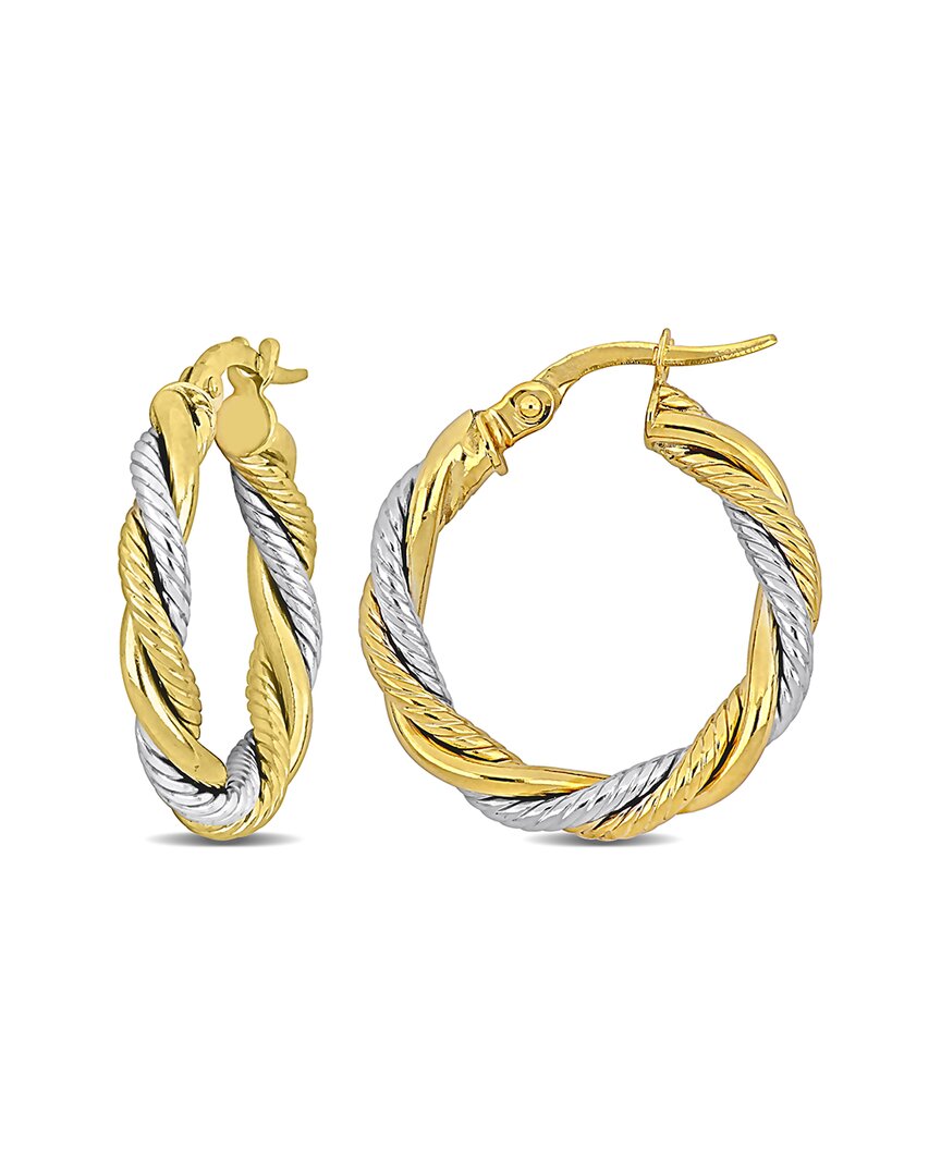 Italian Gold 10k Italian Two-tone Twisted Hoops