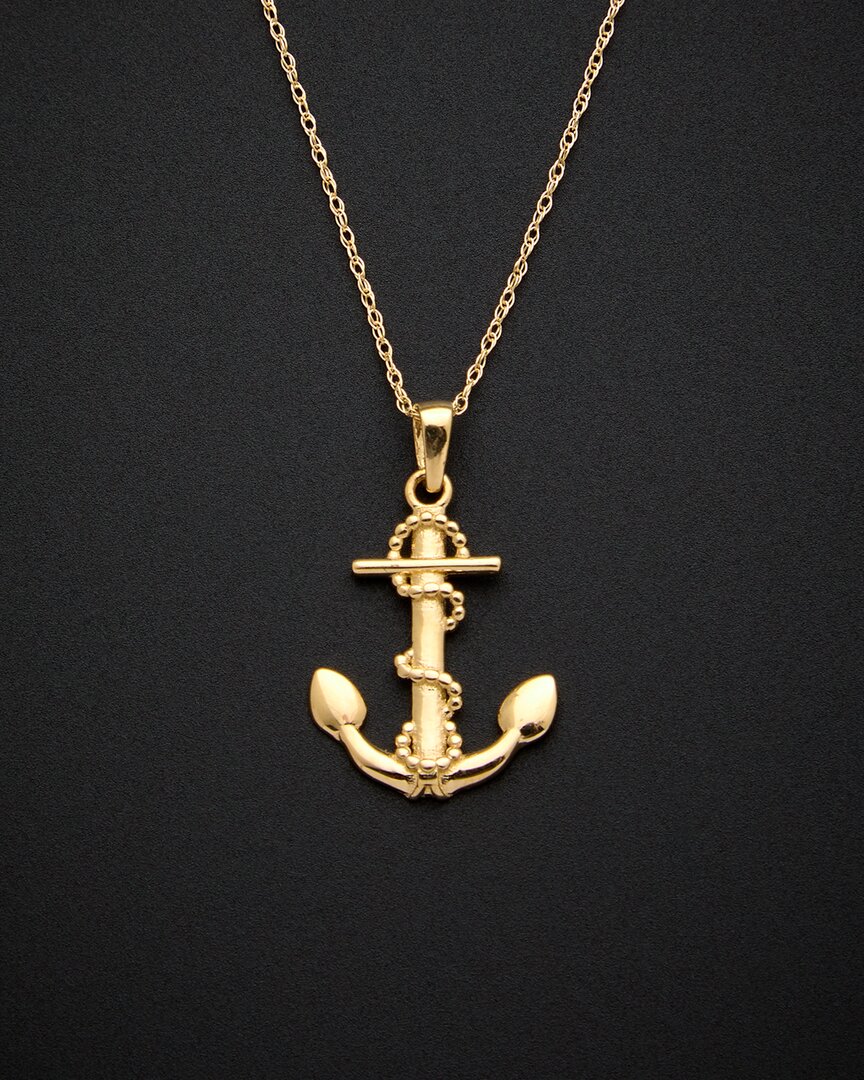 Italian Gold Anchor Pendant Necklace