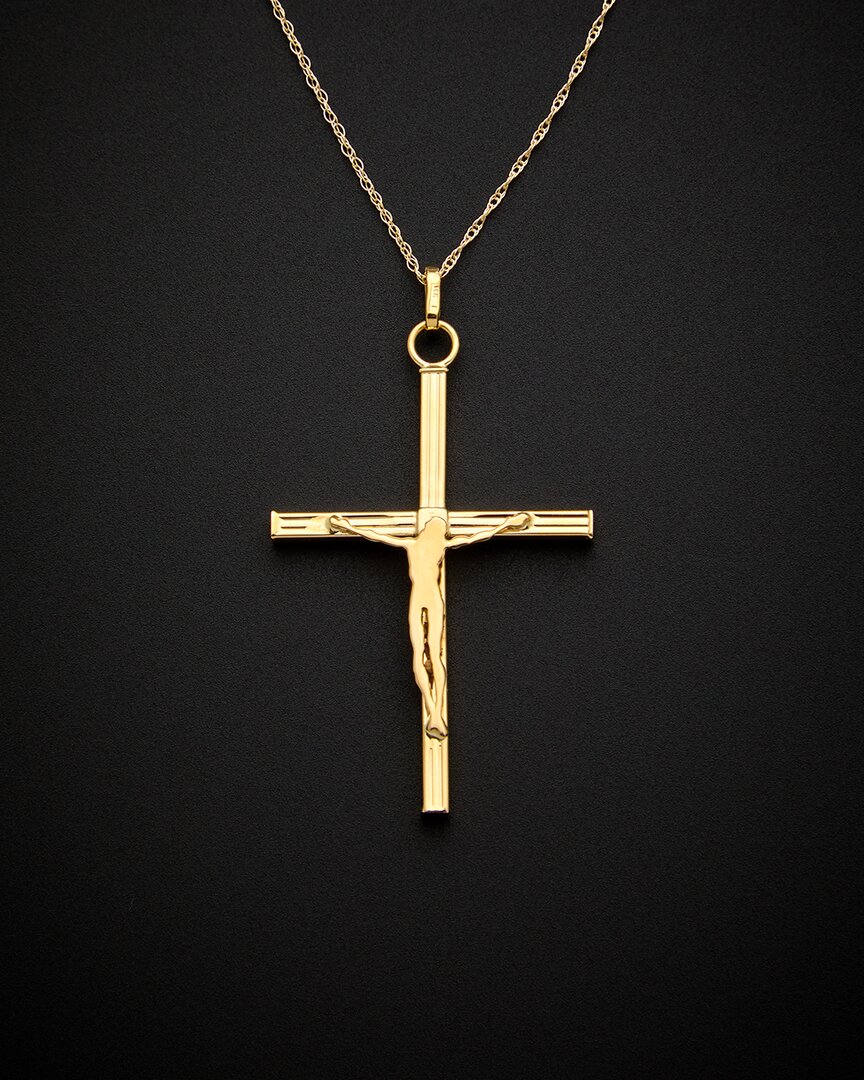 Italian Gold Crucifix Pendant Necklace