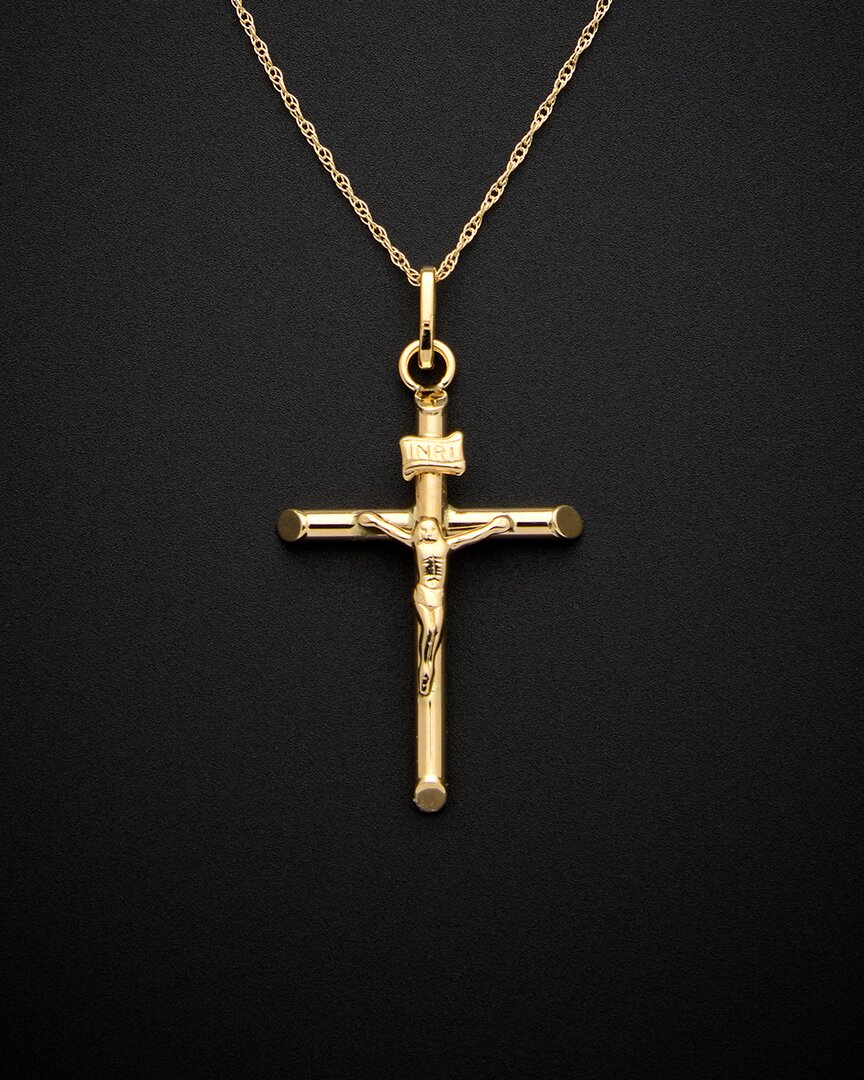 Italian Gold Crucifix Pendant Necklace
