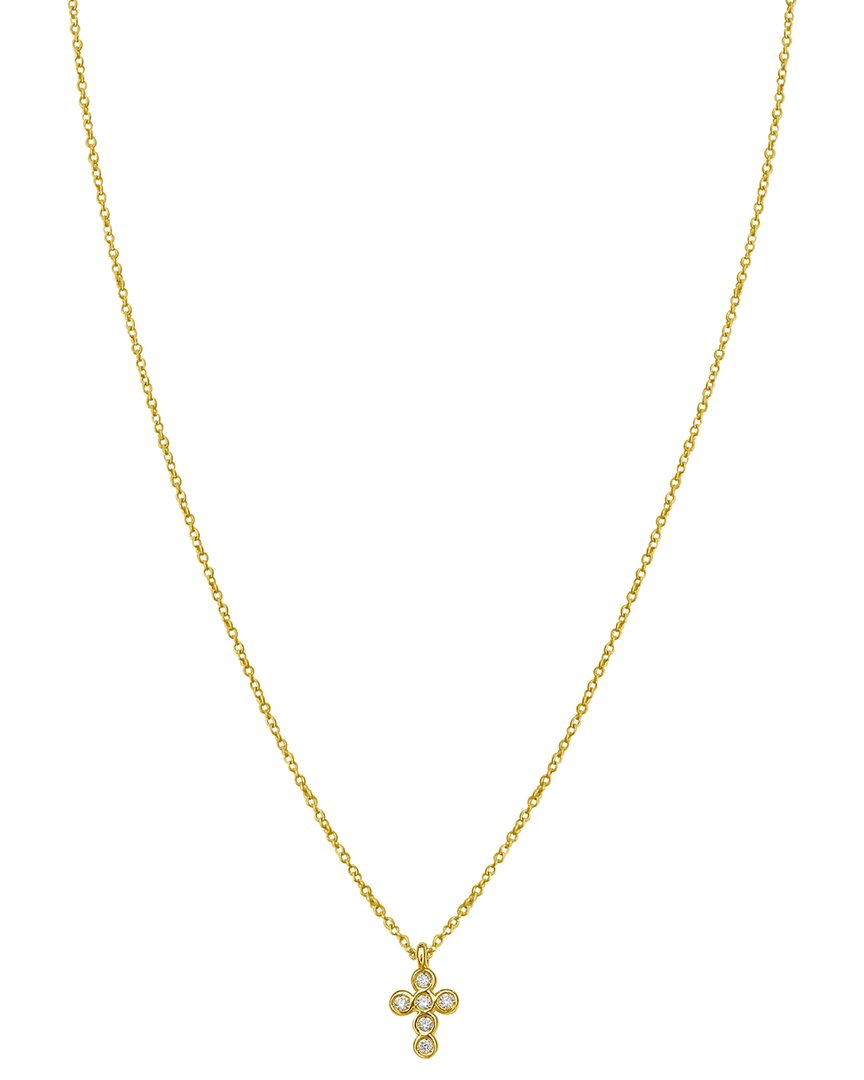 Italian Gold 14k 0.03 Ct. Tw. Diamond Cross Necklace