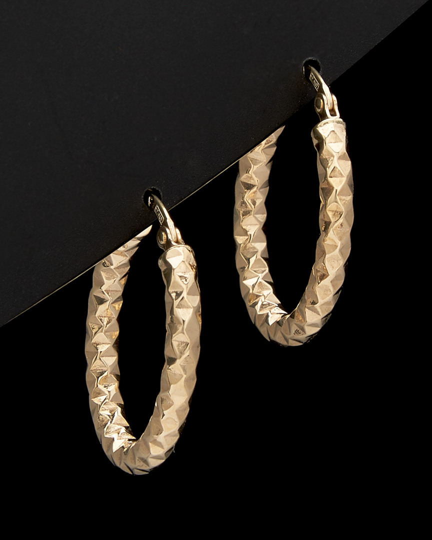 Italian Gold Bold Hammered Oval Hoops