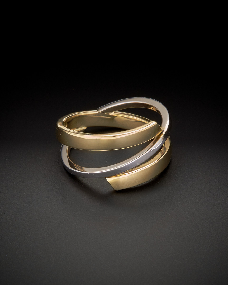 Shop Italian Gold 14k  Two-tone Criss Cross Ring