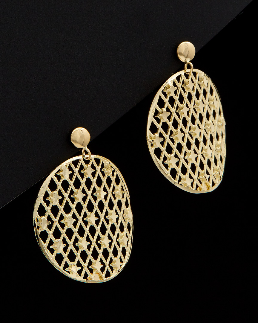 Italian Gold Cut Filigree Circle Drop Earrings