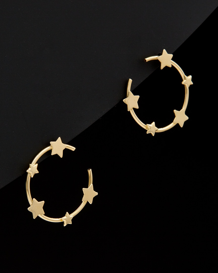 Italian Gold Multi Star Open Circle Earrings
