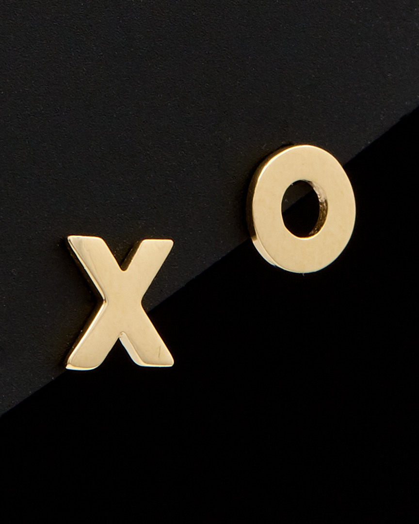 Shop Italian Gold 14k  Xo Hugs And Kisses Studs