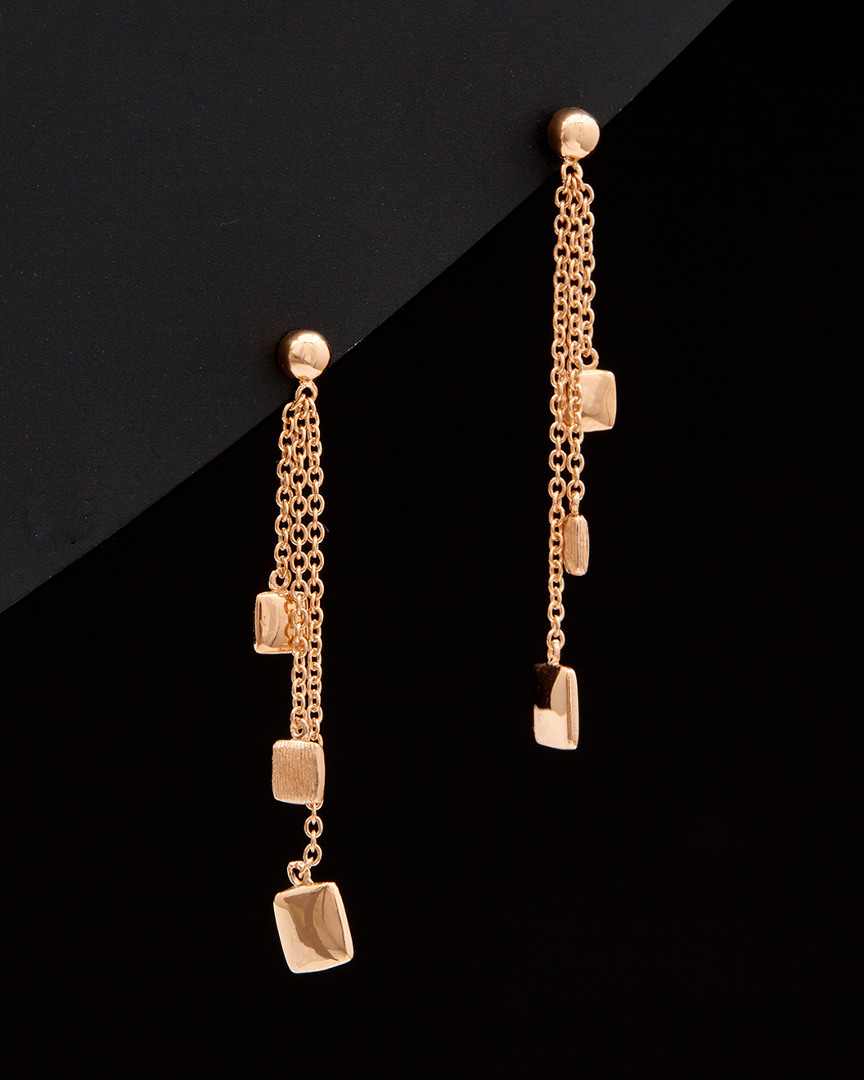 Italian Gold 14k Italian Rose Gold Polished Textured Square Drop Earrings