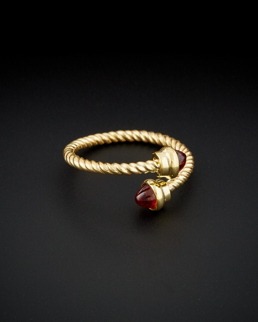 Italian Gold Garnet Rope Bypass Ring