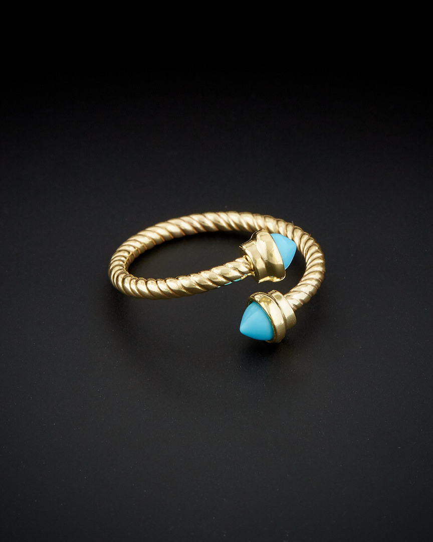 Italian Gold Turquoise Rope Bypass Ring