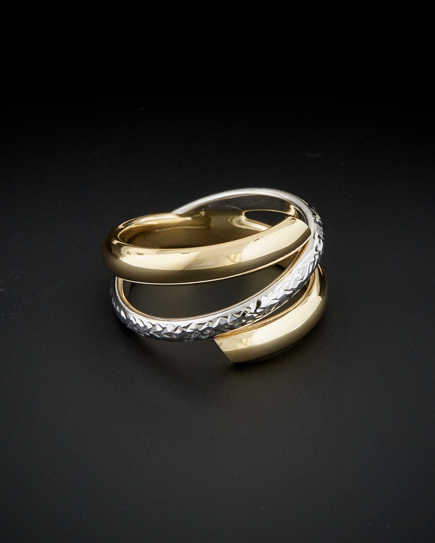 Italian Gold Two-tone Cut Bypass Ring