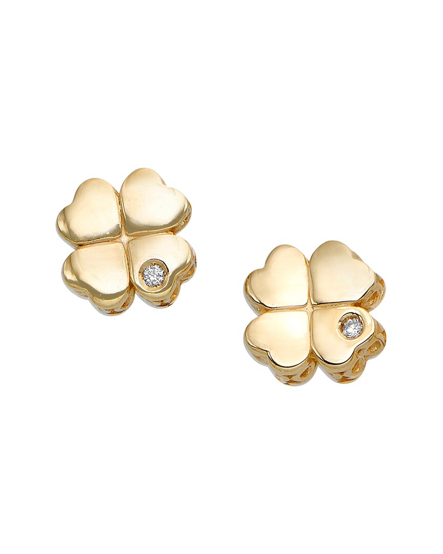 Italian Gold Diamond Clover Studs