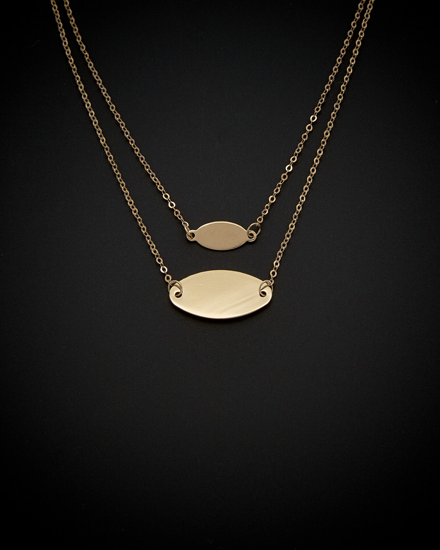 Italian Gold Graduated Oval Disc Layered Necklace