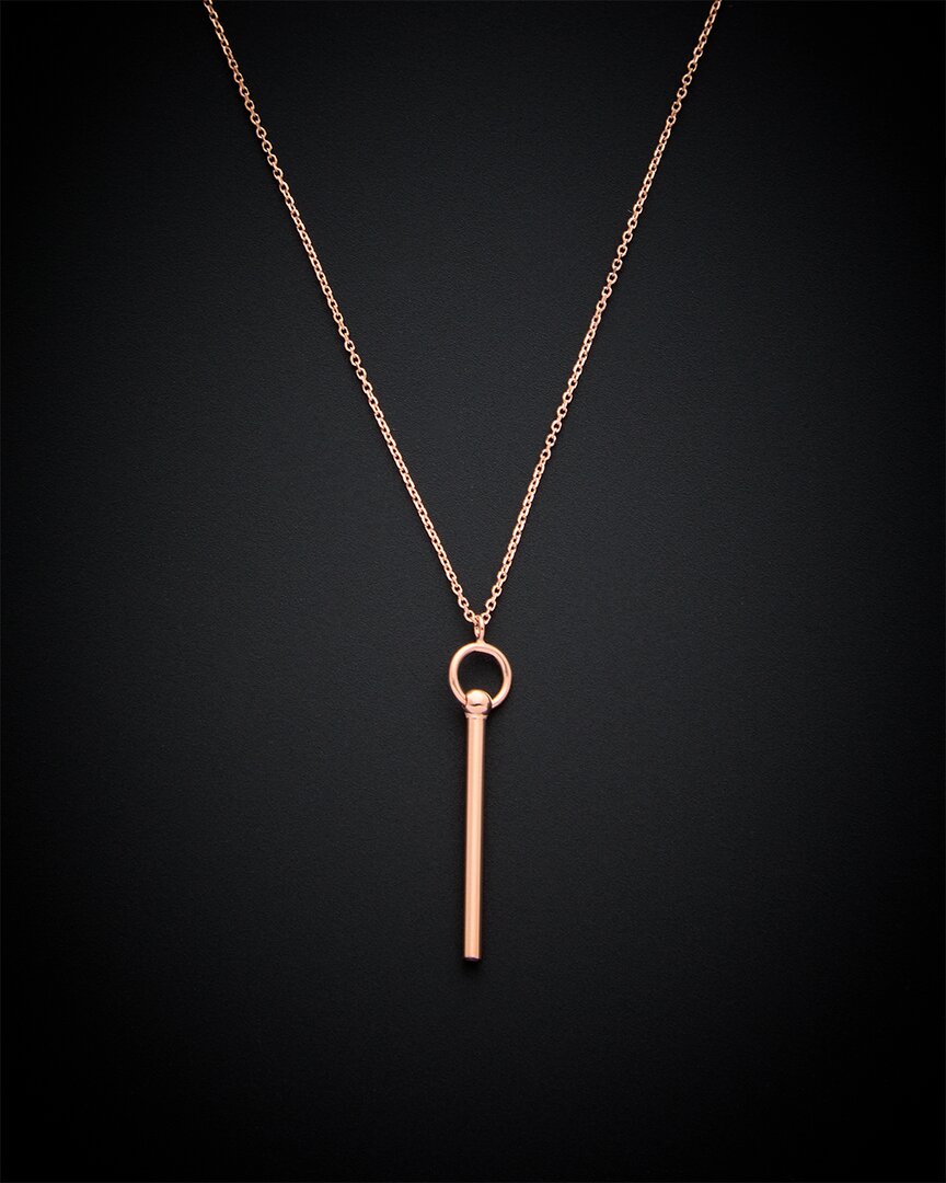 Italian Gold 14k Italian Rose Gold Tube Pendant Necklace