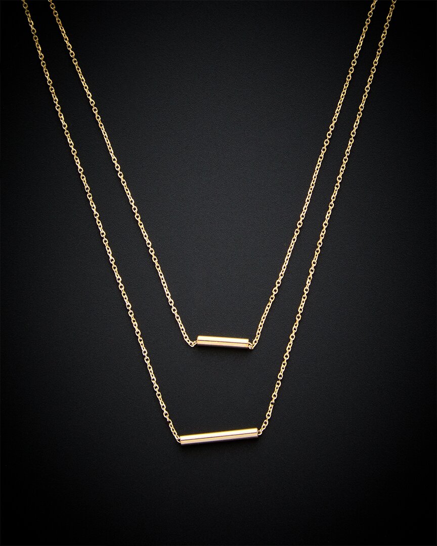 Italian Gold Tube Pendant Necklace